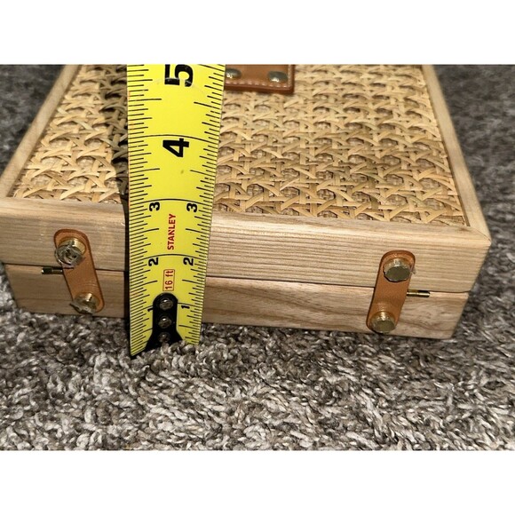 J McLaughlin Eugenie Raffia Pattern Wood Crossbody Bag - Picture 6 of 10